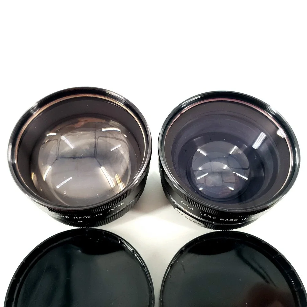 Yashikor Aux Telephoto & Wide Angle 1:4 Lenses Y004 w/ Covers & Skylight Filters